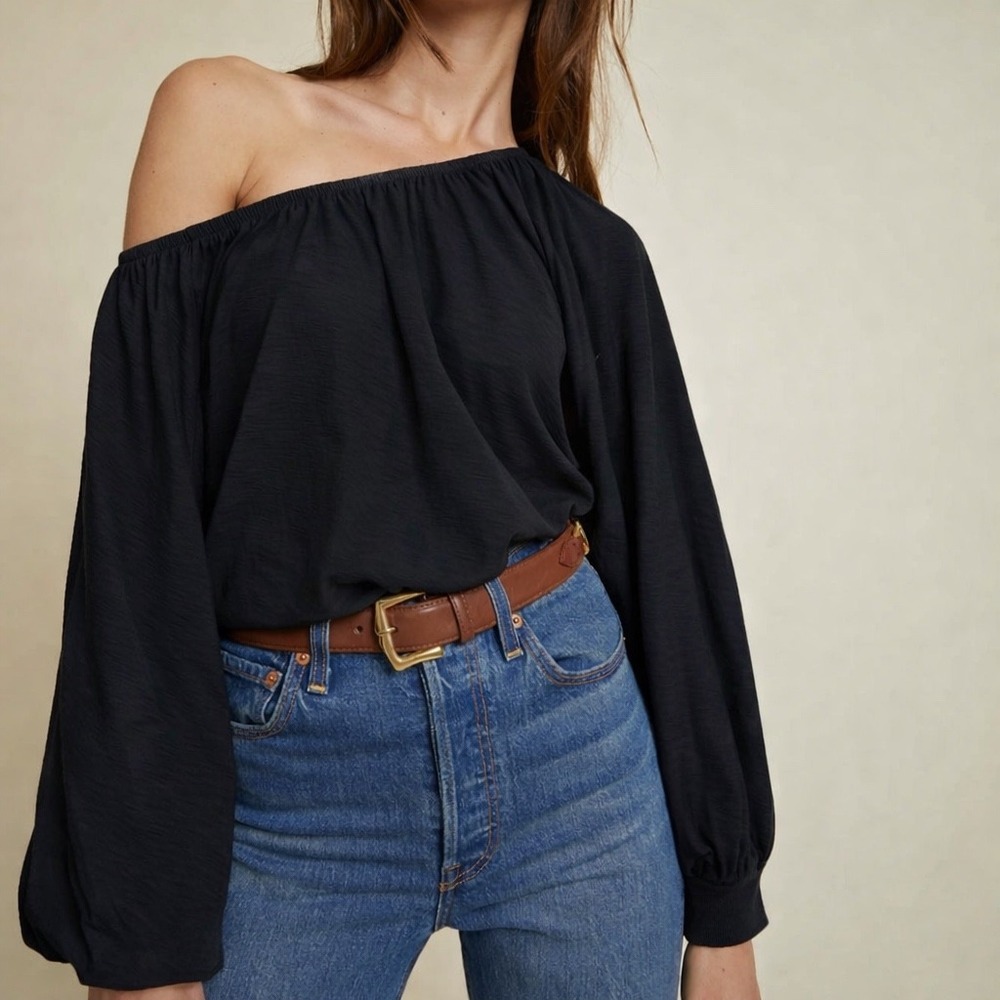 Nation LTD Black Off-Shoulder Long Sleeve Blouse